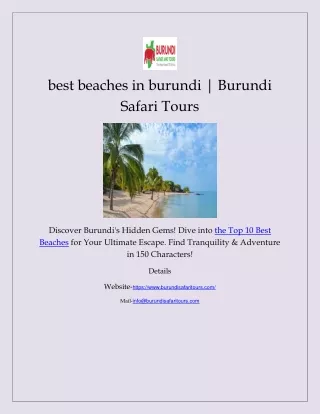 best beaches in burundi