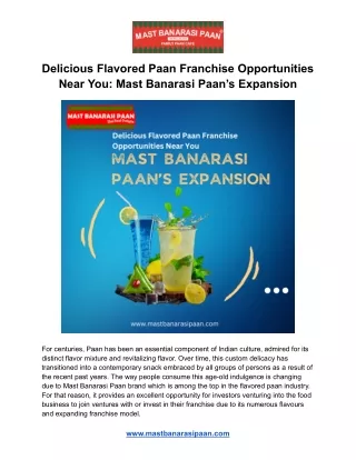 Delicious Flavored Paan Franchise Opportunities Near You