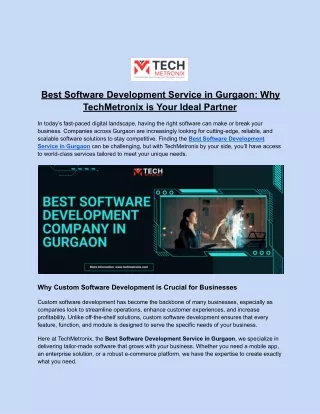 Best Software Development Service in Gurgaon_  TechMetronix
