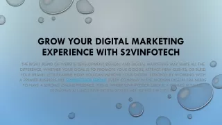 Grow your digital marketing experience with s2vinfotech