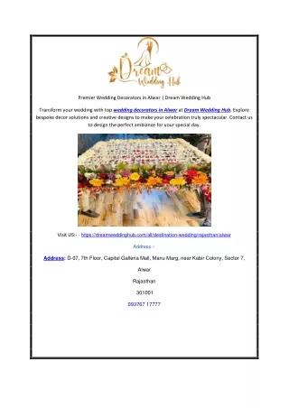Premier Wedding Decorators in Alwar | Dream Wedding Hub