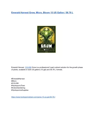 Emerald Harvest Grow, Micro, Bloom 15 US Gallon _ 56