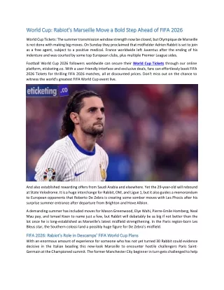 World Cup Rabiot's Marseille Move a Bold Step Ahead of FIFA 2026