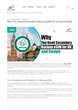 Shop Best Backup eSIM in the UK: Stay Connected Anytime, Anywhere