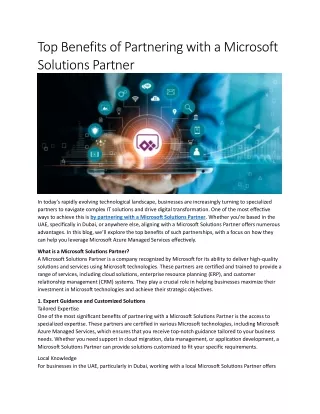 Top Benefits of Partnering with a Microsoft Solutions Partner