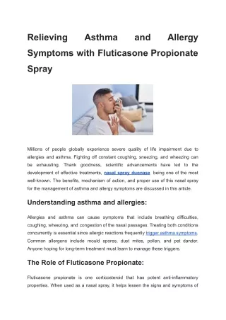 Relieving Asthma and Allergy Symptoms with Fluticasone Propionate Spray