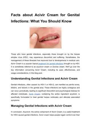 Facts about Acivir Cream for Genital Infections_ What You Should Know