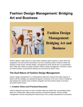 Fashion Design Management_ Bridging Art and Business