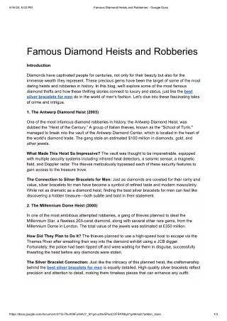 Famous Diamond Heists