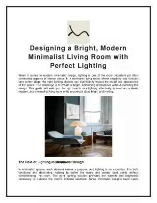 Modern Minimalist Lighting for Your Living Room
