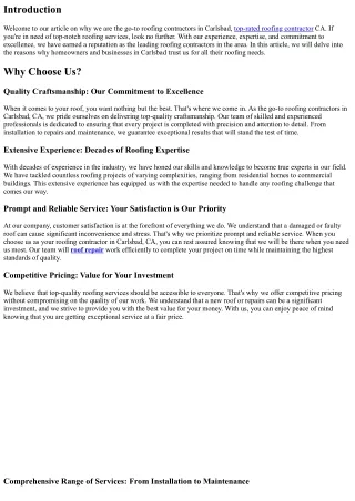 Why We are the Go-to Roofing Contractors in Carlsbad, CA