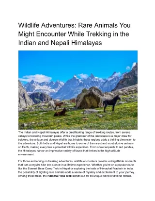 Wildlife Adventures: Rare Animals You Might Encounter While Trekking in the Indi