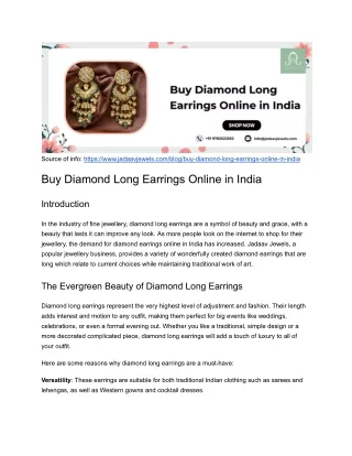 Buy Diamond Long Earrings Online in India