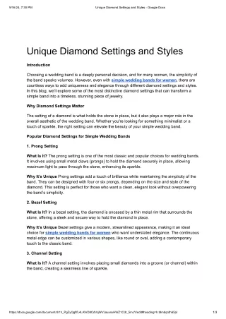 Unique Diamond Settings