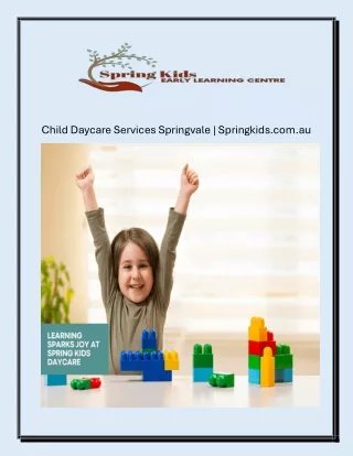 Child Daycare Services Springvale