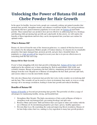 Unlocking the Power of Batana Oil and Chebe Powder for Hair Growth