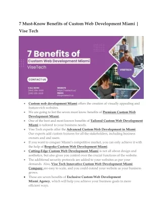 7 Must-Know Benefits of Custom Web Development Miami