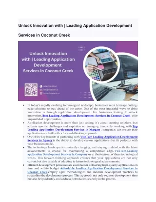 Leading Application Development Services in Coconut Creek