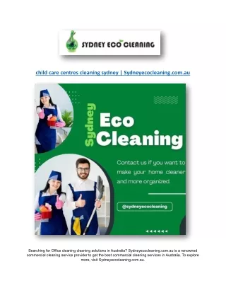 child care centres cleaning sydney | Sydneyecocleaning.com.au