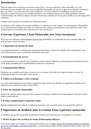 “Créer une Expérience Client Mémorable avec Votre fournisseur.”