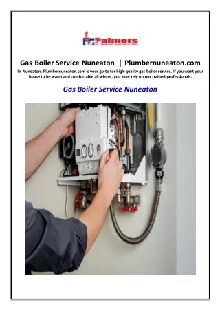 Gas Boiler Service Nuneaton | Plumbernuneaton.com
