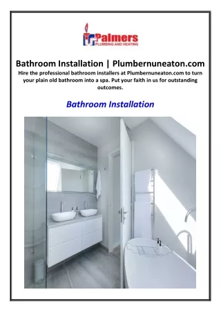 Bathroom Installation | Plumbernuneaton.com