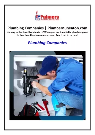 Plumbing Companies | Plumbernuneaton.com