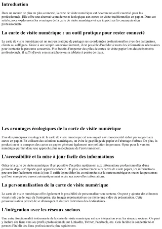 La carte de visite numérique : un outil de communication moderne et écologique