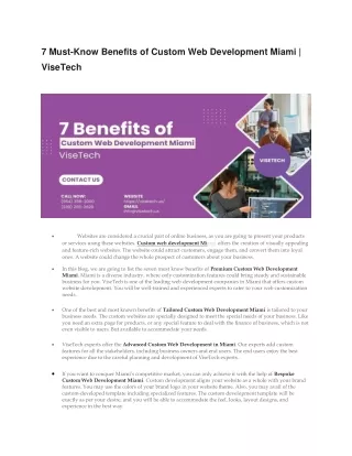 7 Must-Know Benefits of Custom Web Development