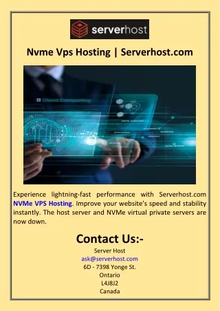 Nvme Vps Hosting  Serverhost.com