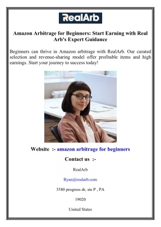 Amazon Arbitrage for Beginners  Start Earning with Real Arb's Expert Guidance