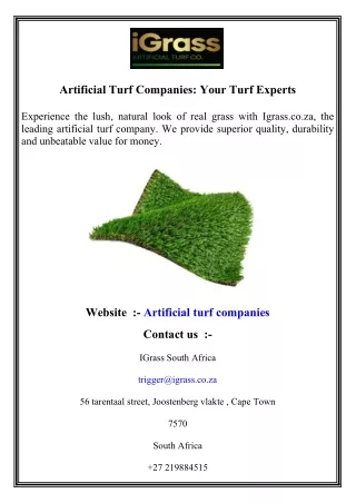 Artificial Turf Companies  Your Turf Experts