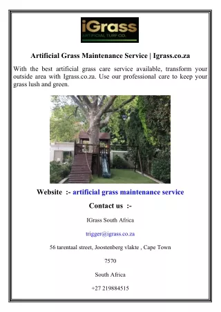 Artificial Grass Maintenance Service   Igrass.co.za