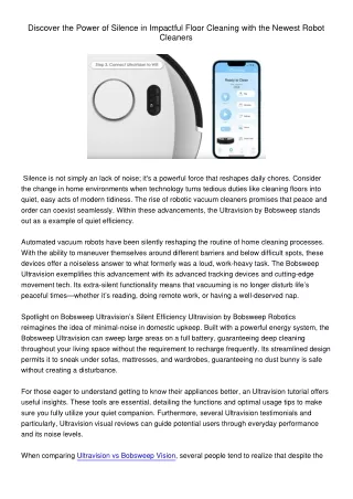 DiscoverthePowerofSilenceinImpactfulFloorCleaningwiththeNewestRobotCleaners