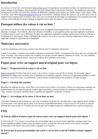 Comment utiliser les caisses à vin en bois pour créer un support mural original