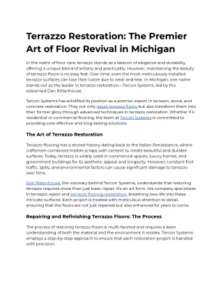 Terrazzo Restoration_ The Premier Art of Floor Revival in Michigan
