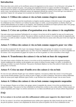 Les meilleures astuces de rangement avec des caisses à vin en bois pour votre ga