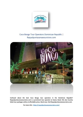 Coco Bongo Tour Operators Dominican Republic | Raquelpuntacanaexcursions.com