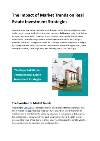 Maximizing Real Estate Profits by Analyzing Market Trends – Zaki Ameer