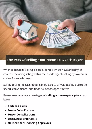 The Pros Of Selling Your Home To A Cash Buyer