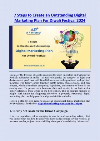 7 Steps to Create an Outstanding Digital Marketing Plan For Diwali Festival 2024