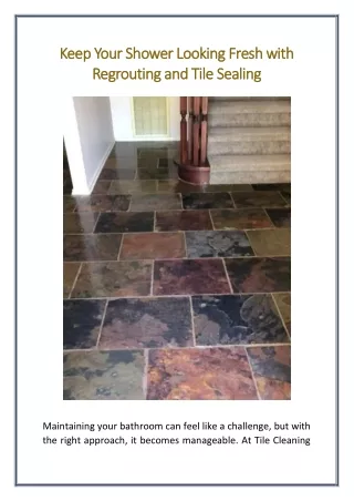 Keep Your Shower Looking Fresh with Regrouting and Tile Sealing