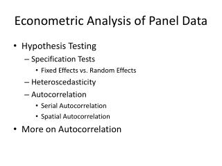 Econometric Analysis of Panel Data