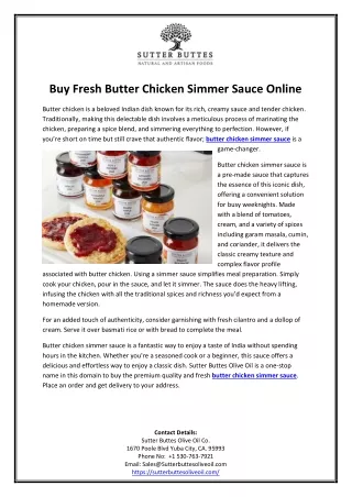 Buy Fresh Butter Chicken Simmer Sauce Online