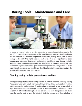 Boring Tools – Maintenance And Care