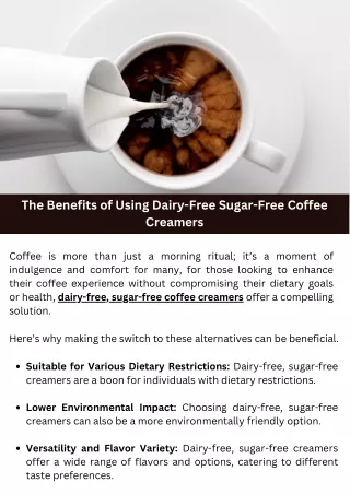 The Benefits of Using Dairy-Free Sugar-Free Coffee Creamers