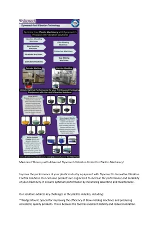 Maximize Efficiency with Advanced Dynemech Vibration Control for Plastics Machin