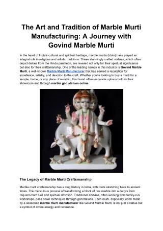 Exquisite Radha Krishna Marble Statues in Jaipur – Govind Marble Murti