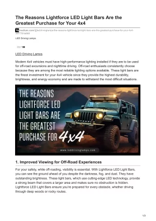 The Reasons Lightforce LED Light Bars Are the Greatest Purchase for Your 4x4