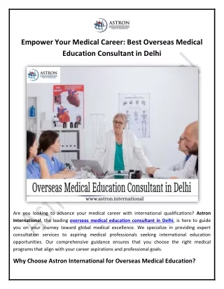 Empower Your Medical Career: Best Overseas Medical Education Consultant in Delh